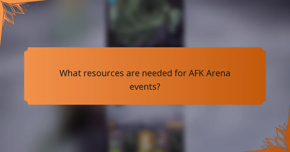 What resources are needed for AFK Arena events?